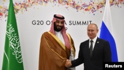 Встреча Путина и бин Салмана на саммите G20 в Осаке, Япония, 29 июня 2019 года